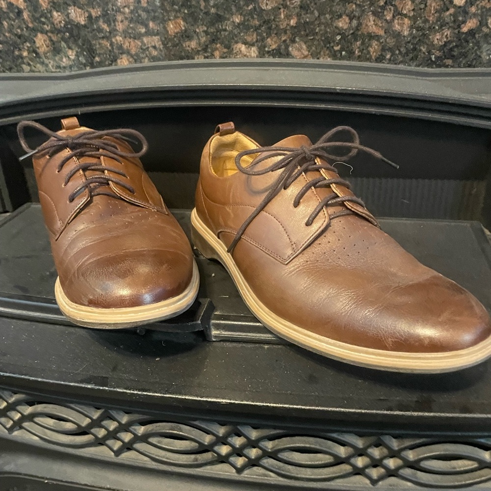 Men's Brown Leather Derby Oxfords - Sleek Lace-Up Dress Shoes